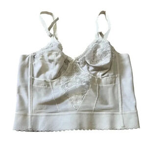 Vintage Carnival White Corset Bustier Bra 38B Longline Lace Detailing